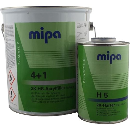 Grey Mipa 4 + 1  Acrylfiller 2K HS High Build Primer Filler 4L and 1L Hardener
