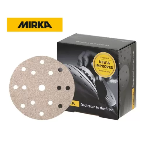 MIRKA Basecut P120 150MM / 6"inch -15 Hole Sanding Discs - Hook and Loop - Box Of 100